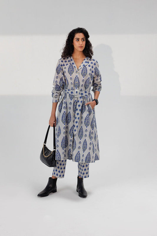 Blue Print Shirt Jacket - I AM BLVD