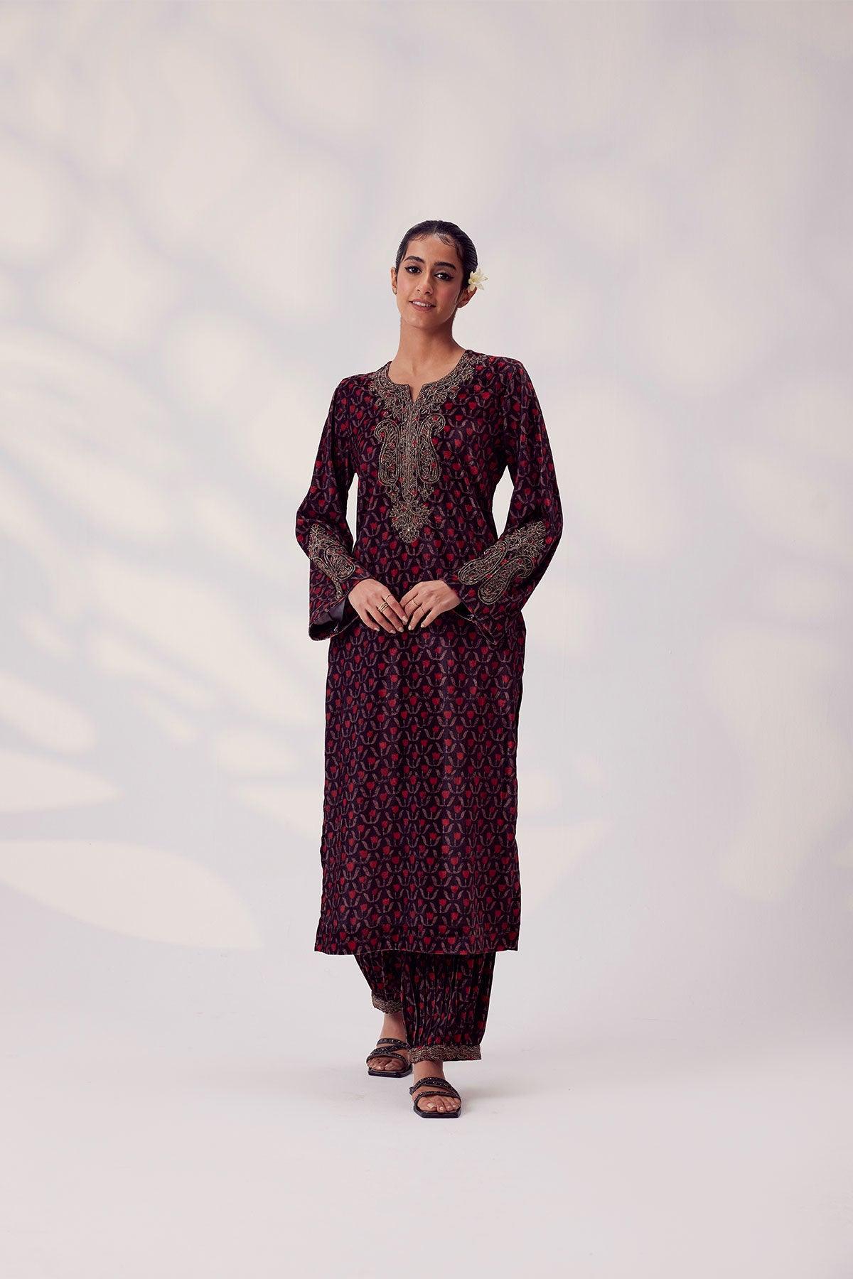 The "Royal Bloom" Black Velvet Salwar - I AM BLVD