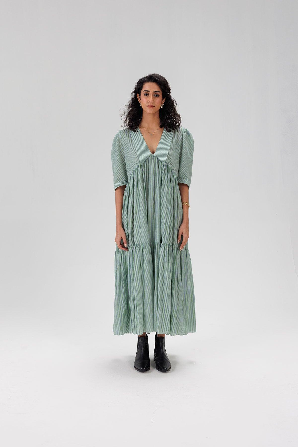 Striped Cotton Maxi Dress - I AM BLVD