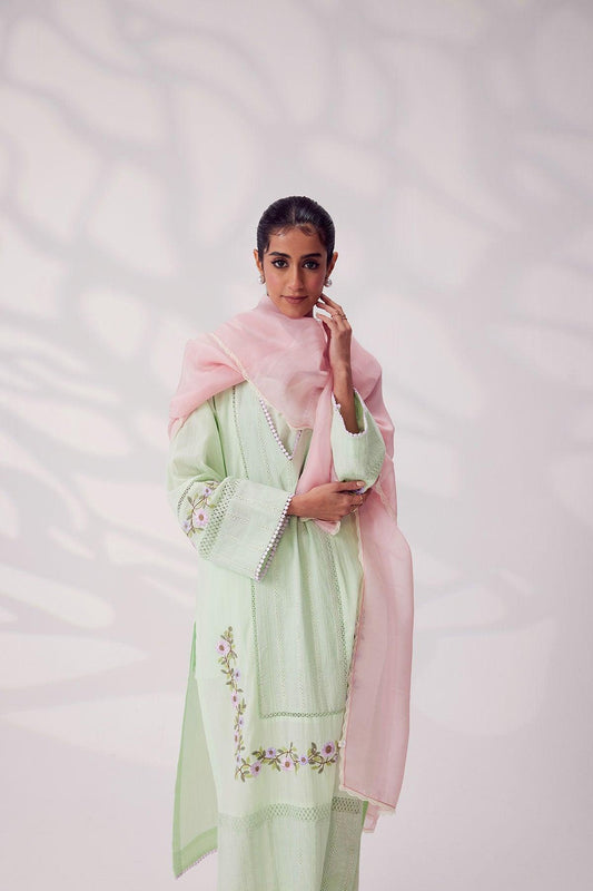 Handcrafted Salwar Suit - Pastel Green - I AM BLVD