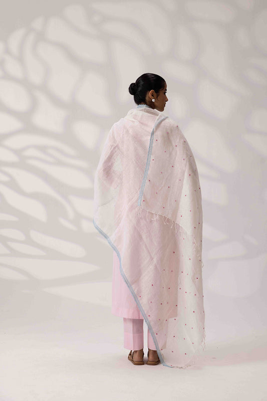 White Linen Dupatta - I AM BLVD