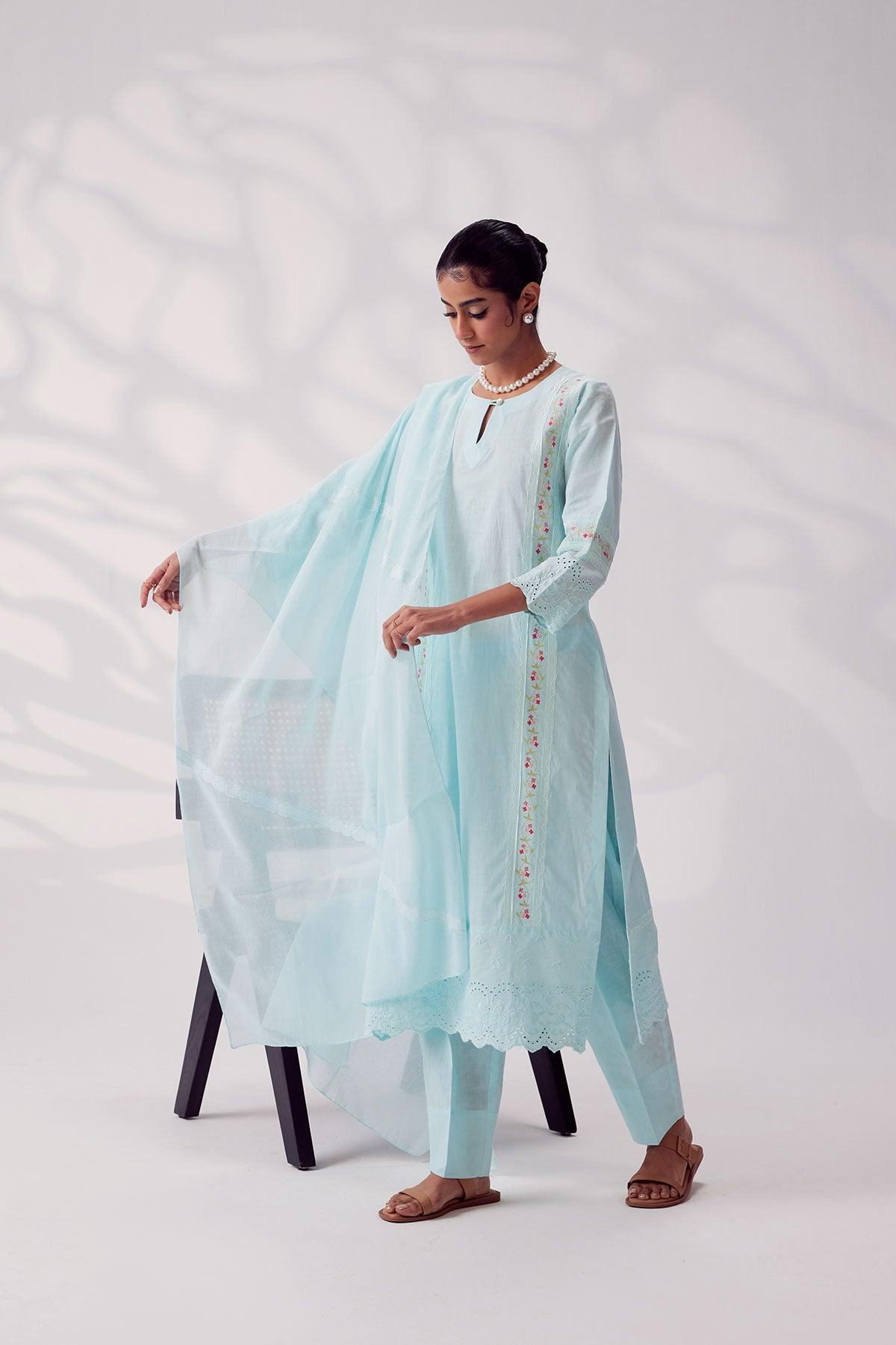 Kashida Embroidered Cotton Salwar - I AM BLVD