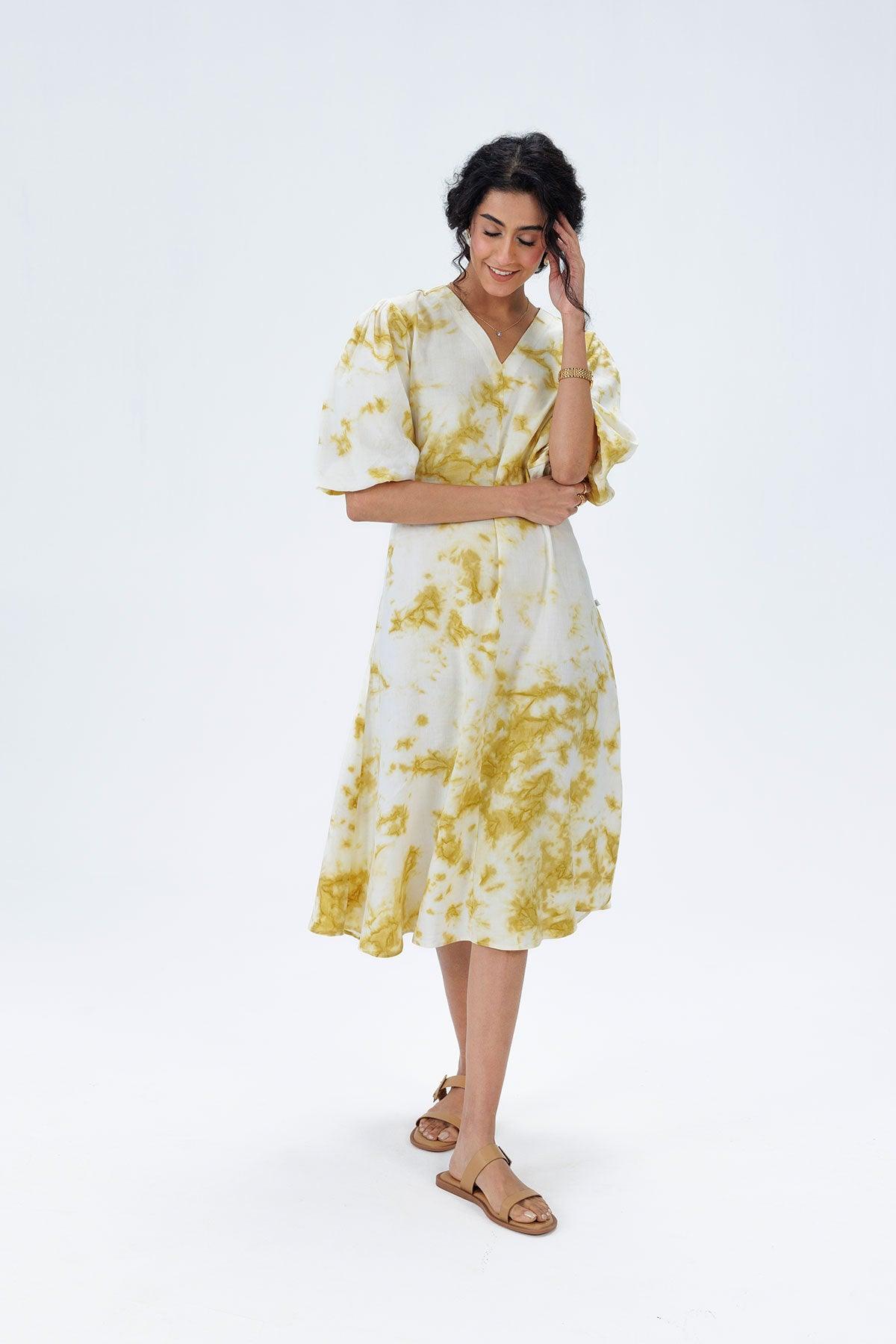 Marble Dyed Hemp Midi Dress - I AM BLVD