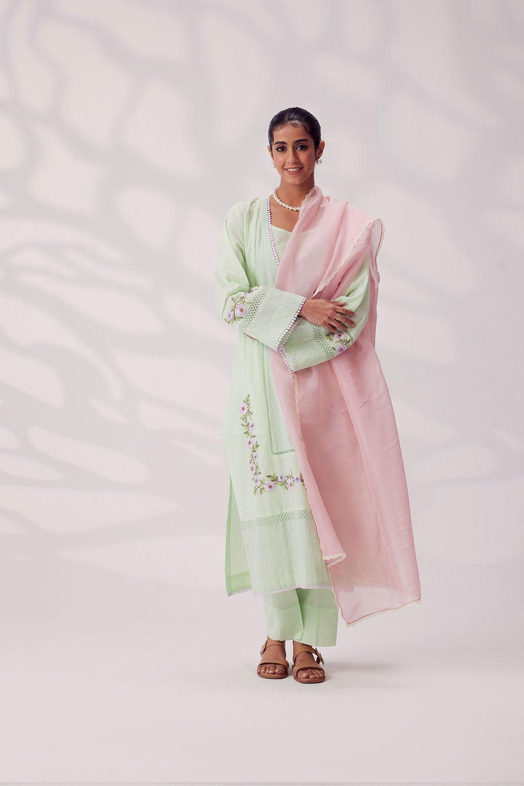 Handcrafted Salwar Suit - Pastel Green - I AM BLVD