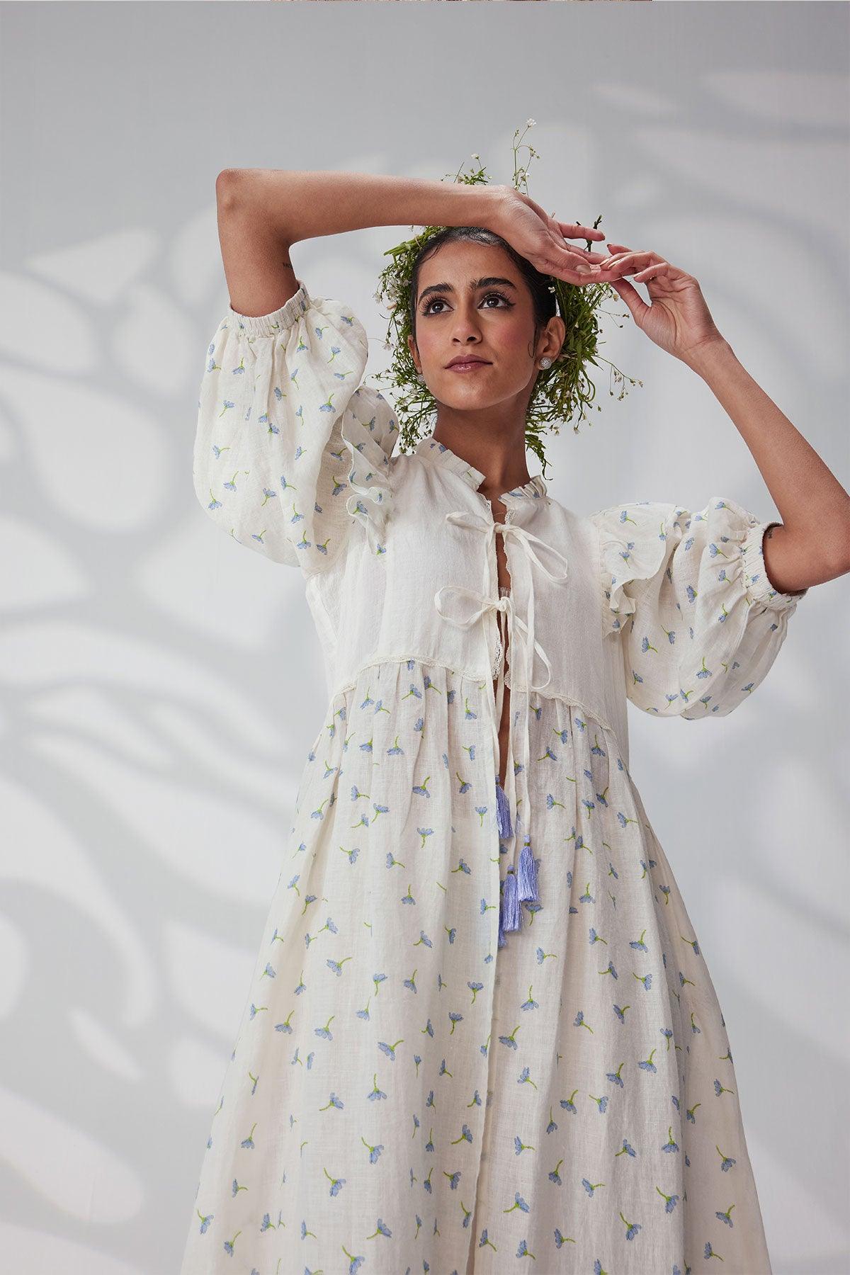 The "Violet Bloom" Linen Maxi Jacket - I AM BLVD