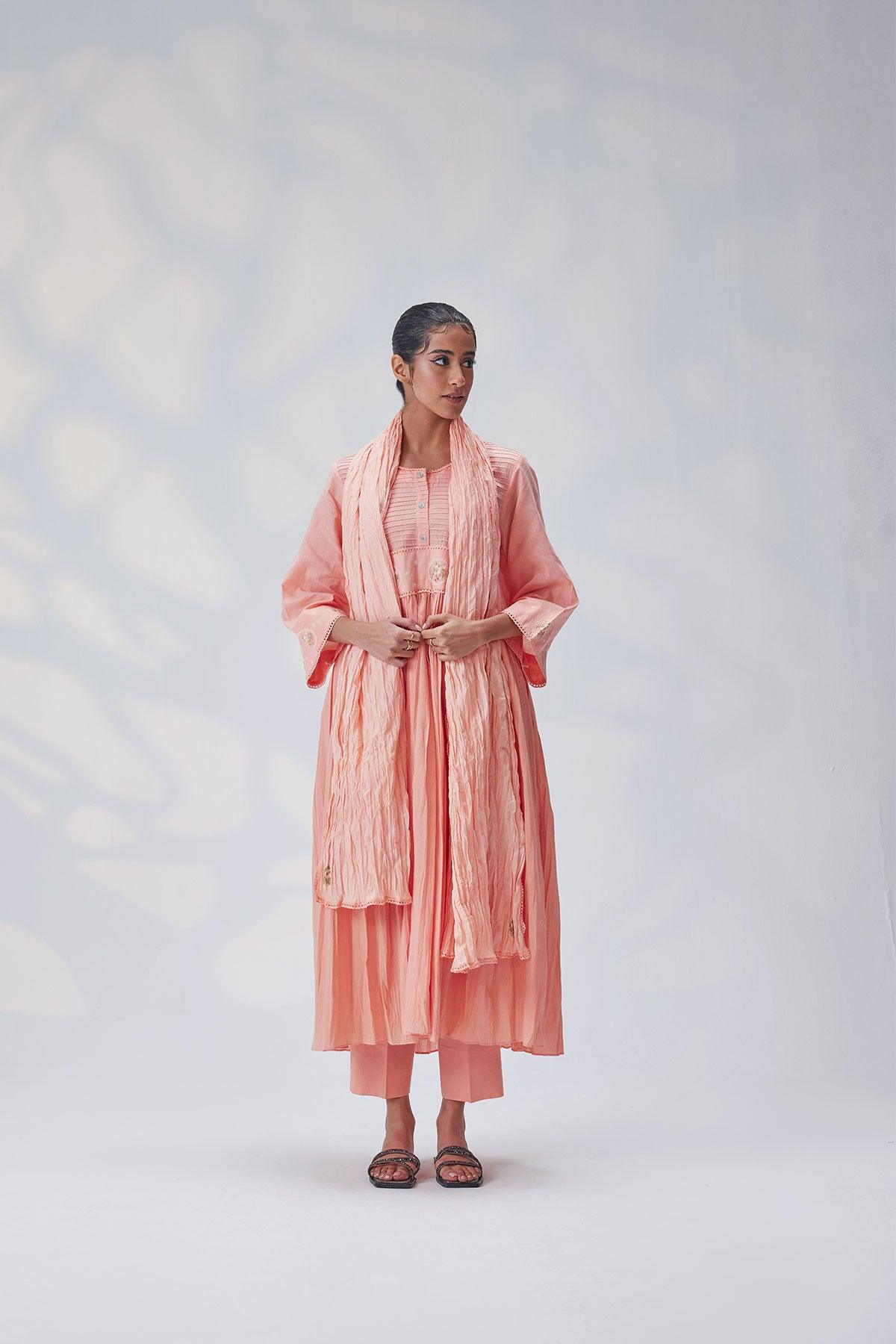 Handcrafted Peach Salwar with Pintuck - I AM BLVD