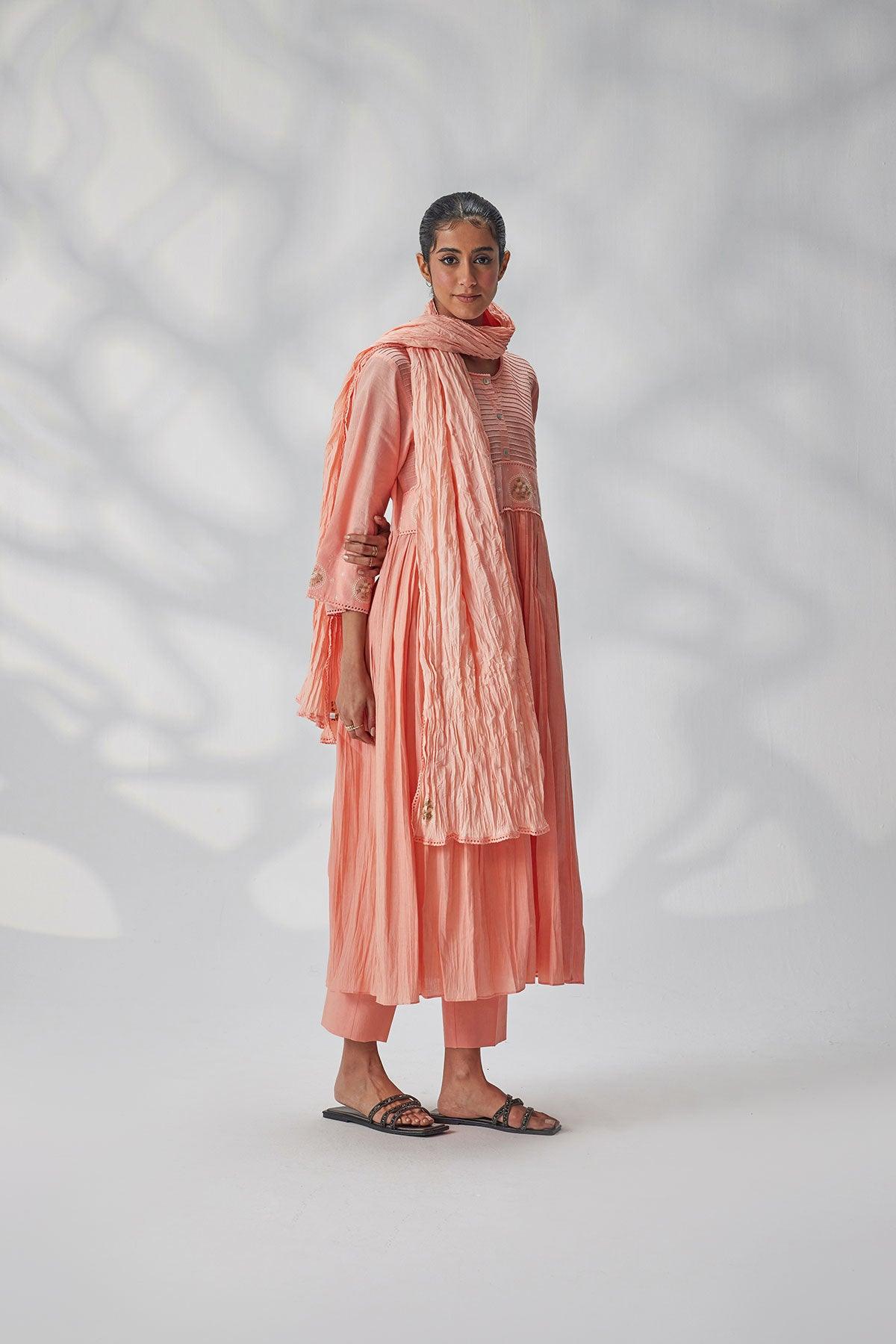 Handcrafted Peach Salwar with Pintuck - I AM BLVD