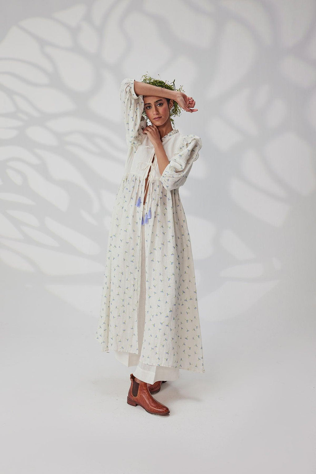 The "Violet Bloom" Linen Maxi Jacket - I AM BLVD