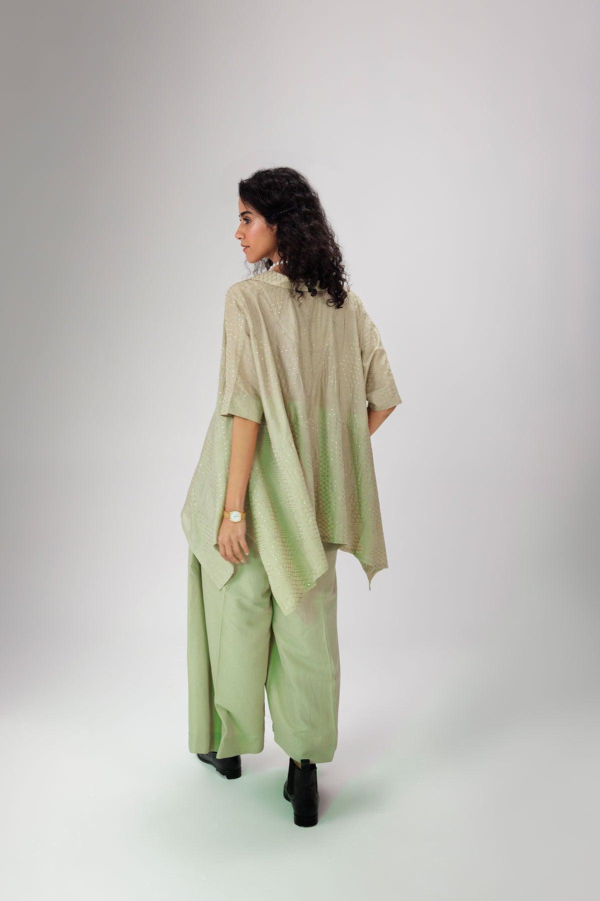 Geometric Cording Satin Shirt - I AM BLVD