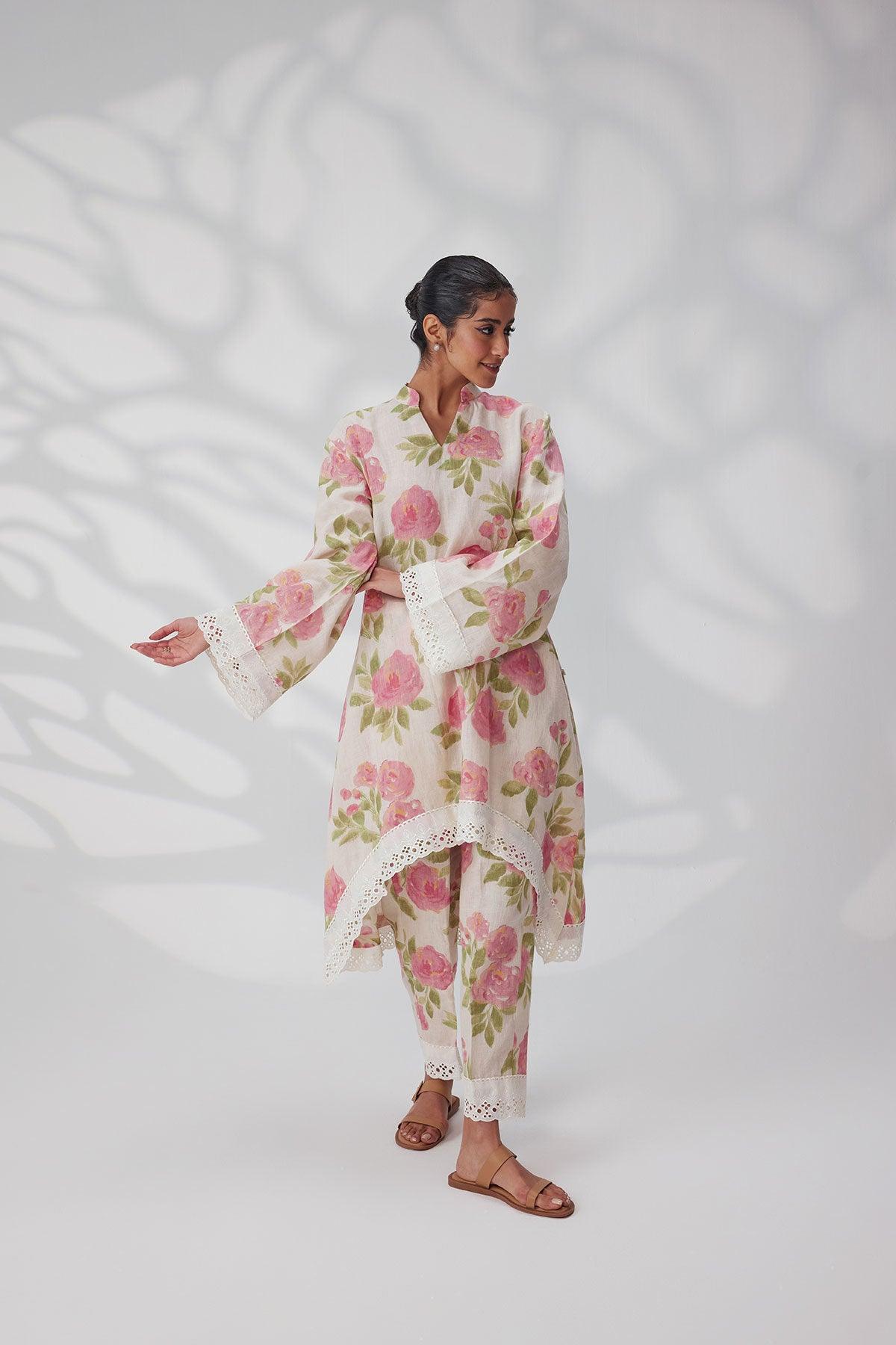 English Rose Linen Co-ord Set - I AM BLVD