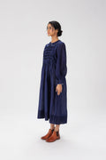 Navy Blue Smocked Maxi Dress - I AM BLVD
