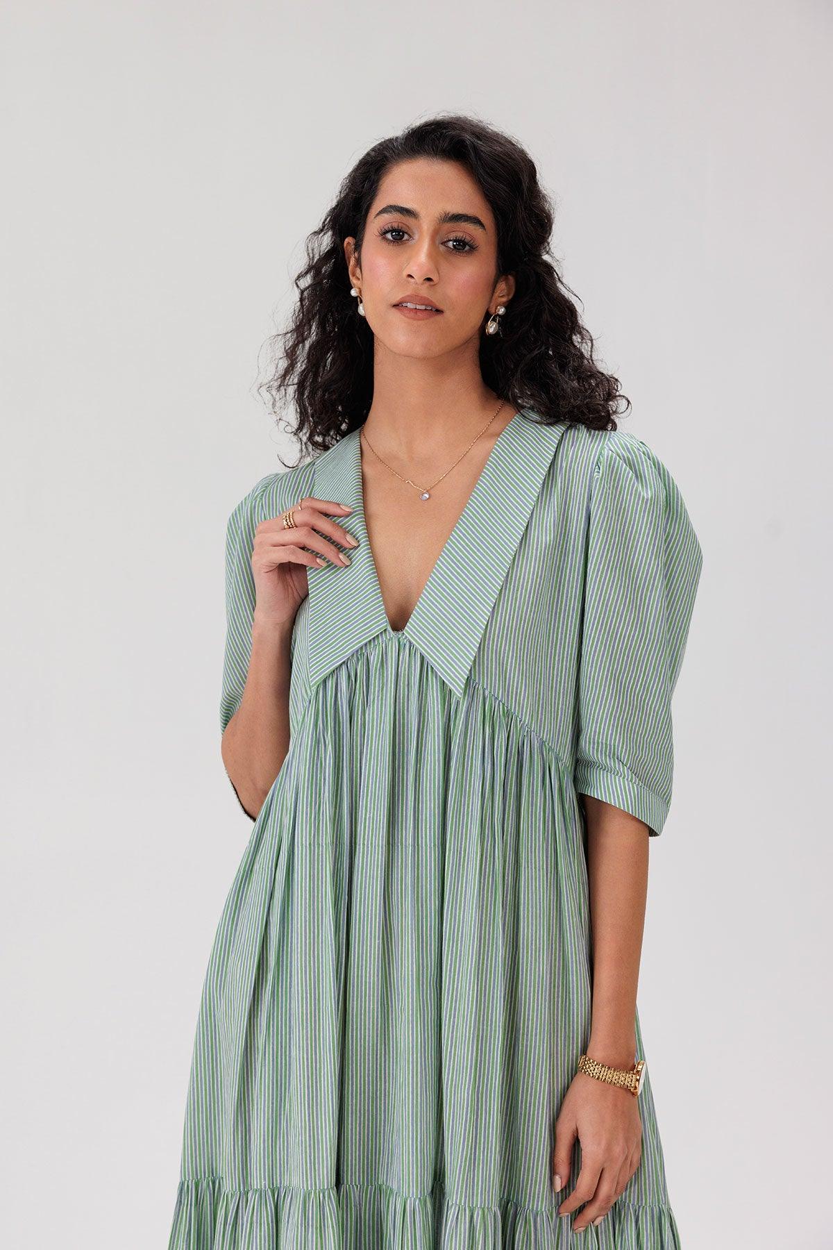Striped Cotton Maxi Dress - I AM BLVD