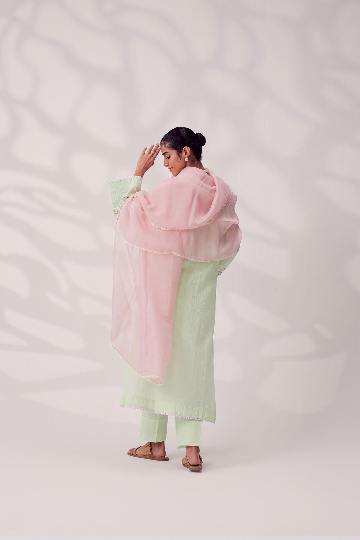 Handcrafted Salwar Suit - Pastel Green - I AM BLVD