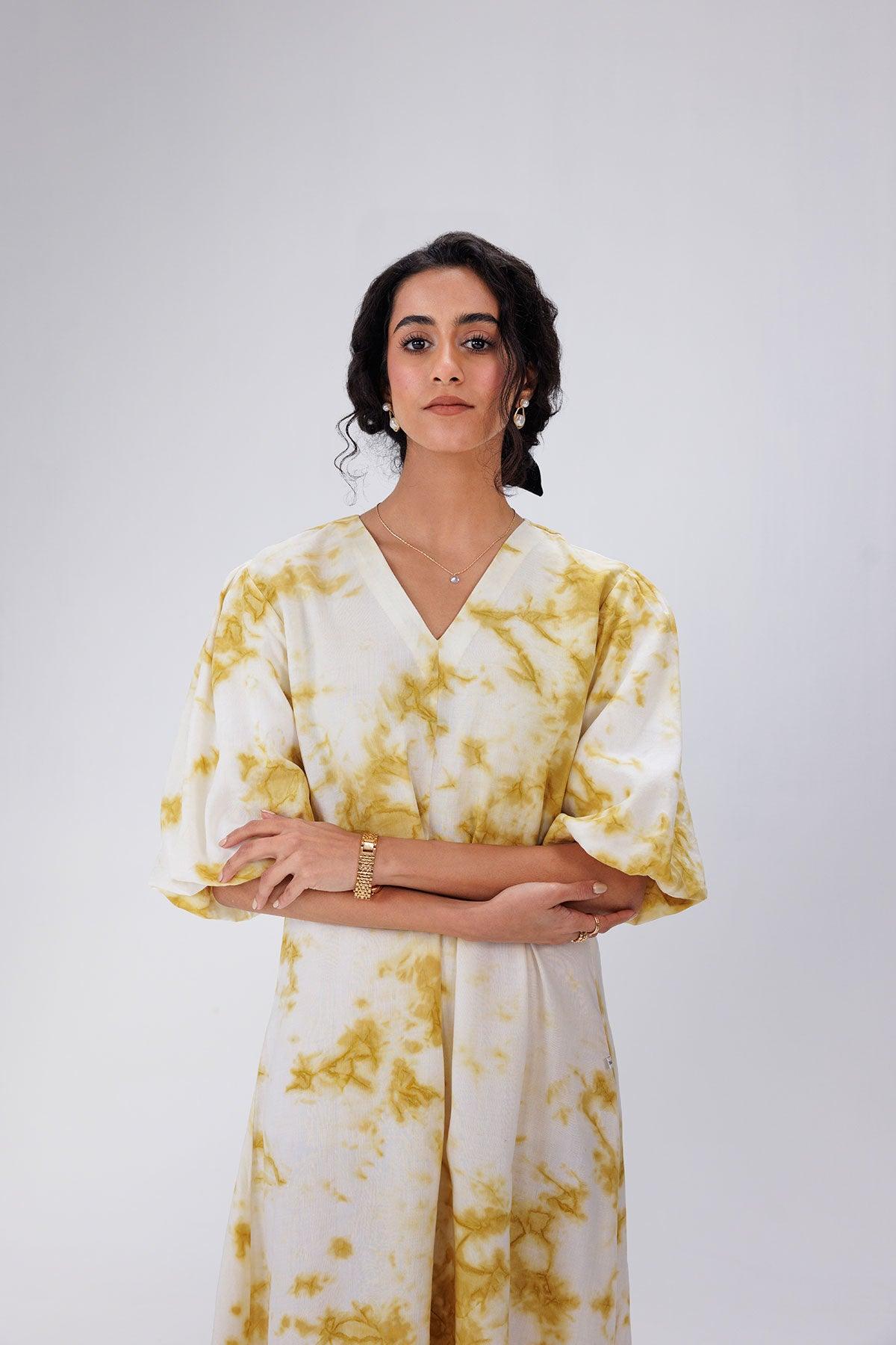 Marble Dyed Hemp Midi Dress - I AM BLVD