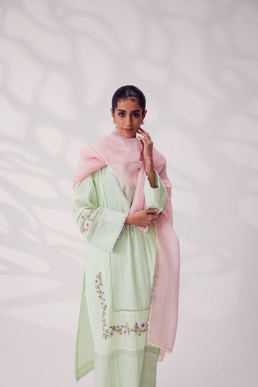 Handcrafted Salwar Suit - Pastel Green - I AM BLVD