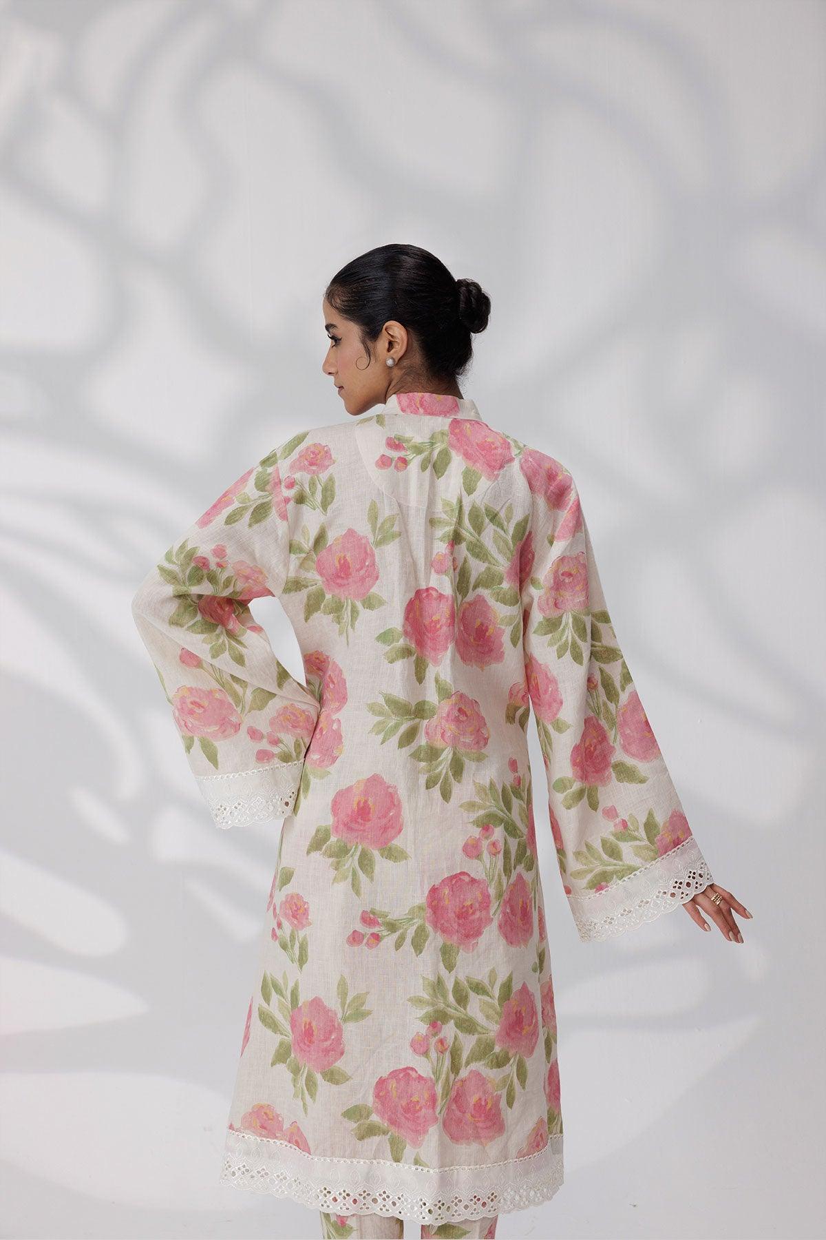 English Rose Linen Co-ord Set - I AM BLVD