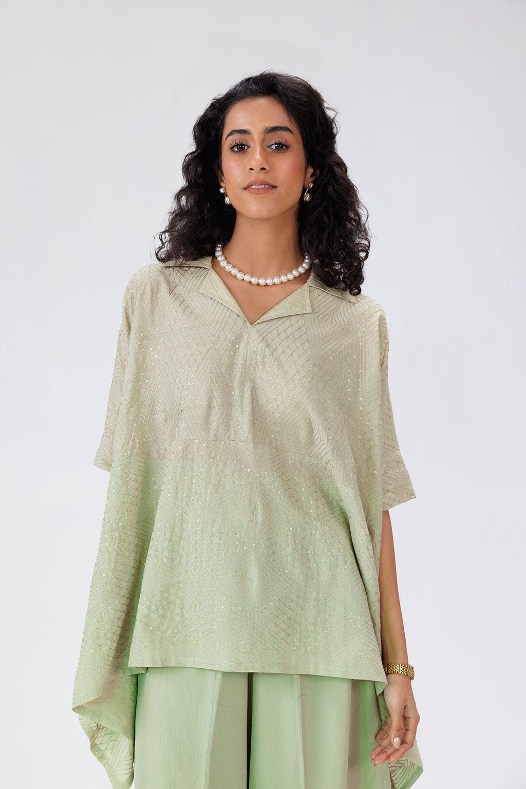 Geometric Cording Satin Shirt - I AM BLVD