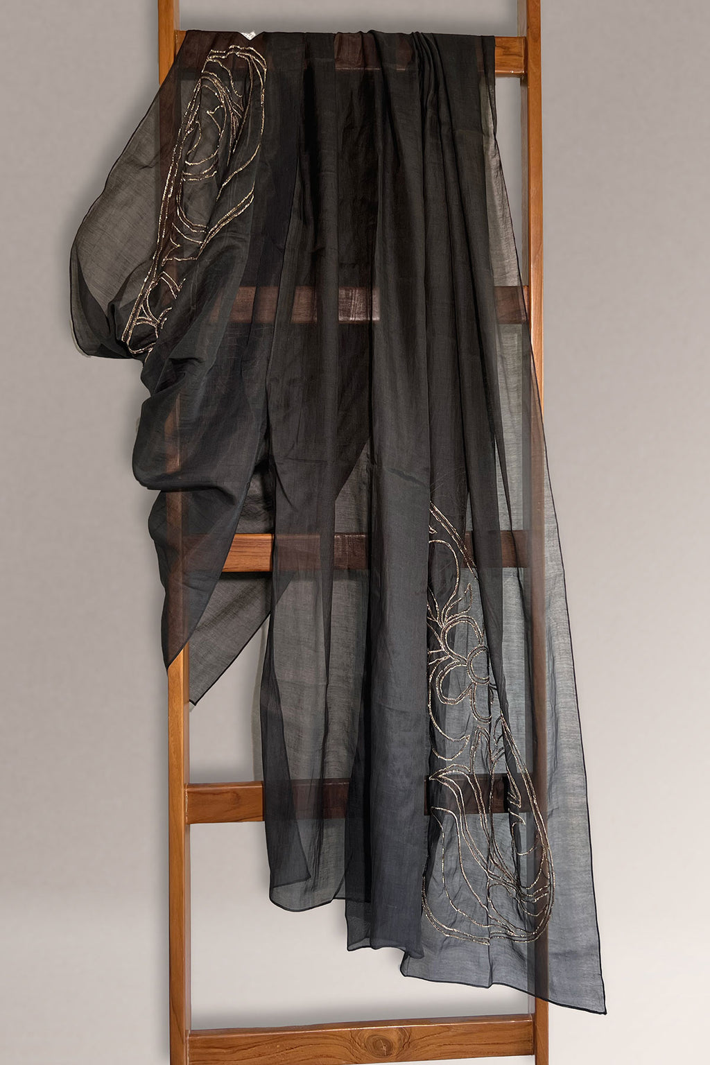 Banarasi Chanderi Black Dupatta - I AM BLVD