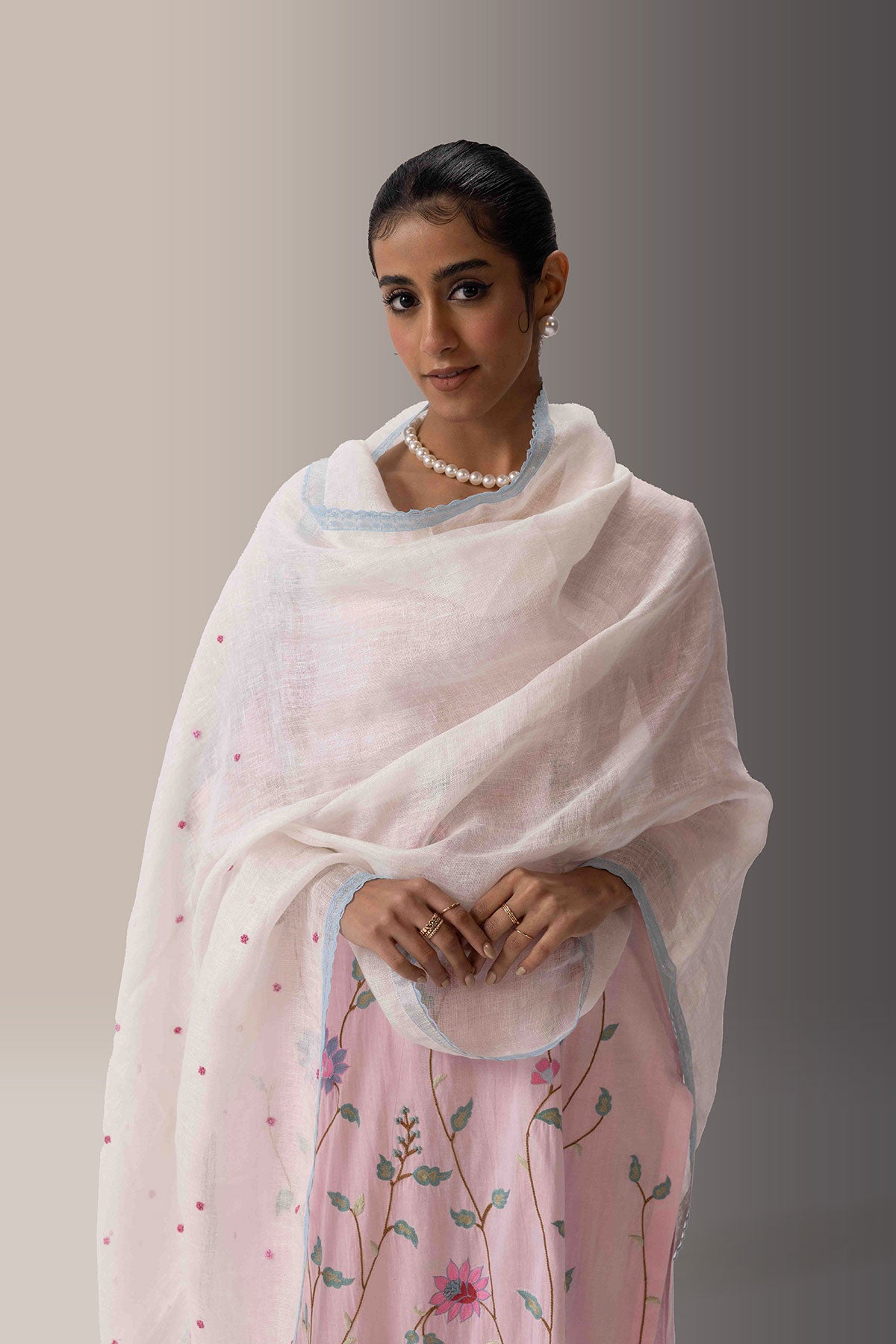 White Linen Dupatta - I AM BLVD