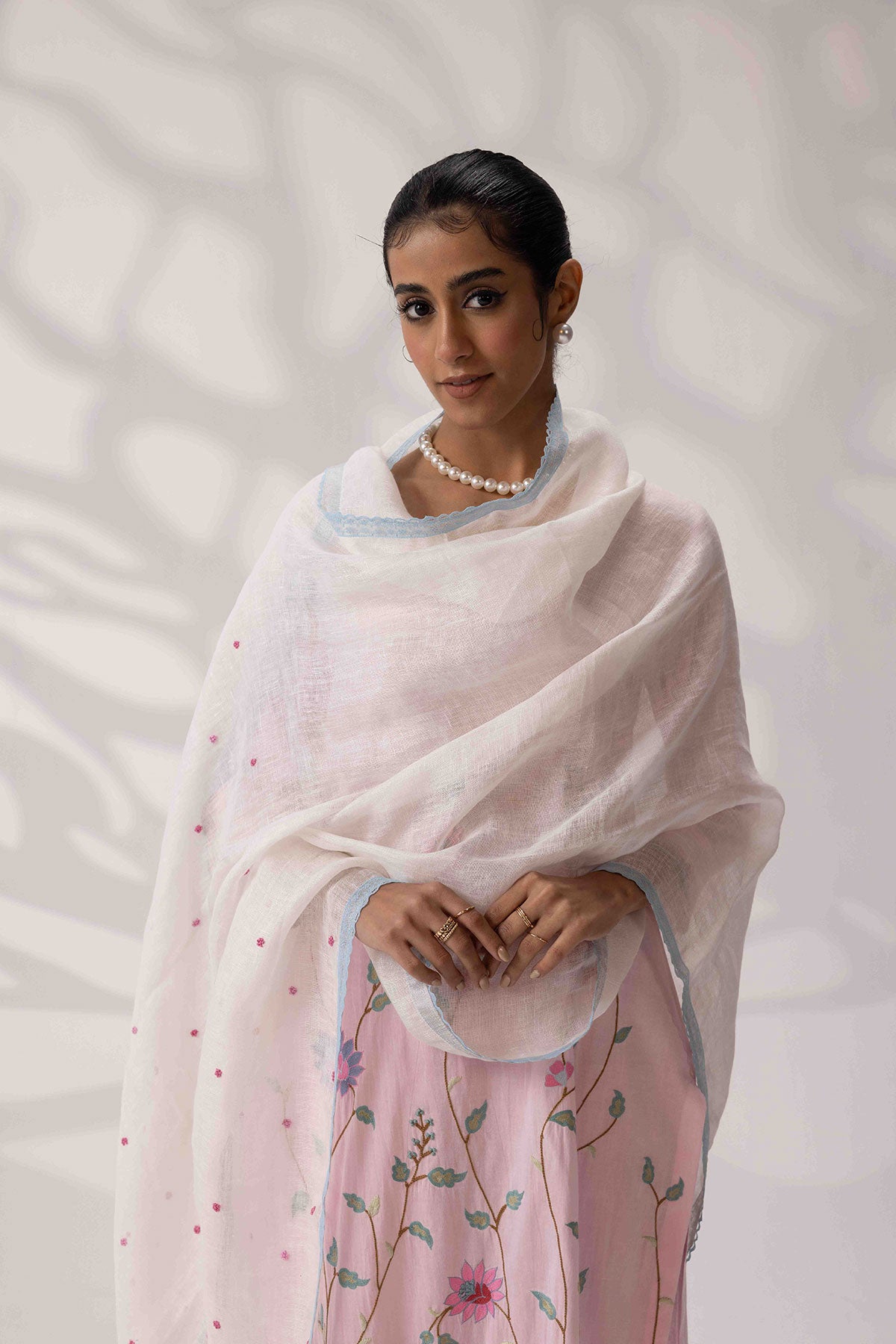 White Linen Dupatta - I AM BLVD